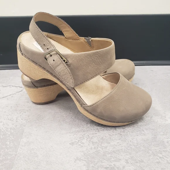 Dansko Taupe Milled Nubuck Mary Jane Comfortable Clogs, 39 - Picture 2 of 7